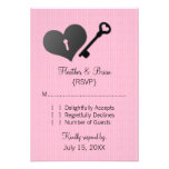 Pink Heart Lock and Key Response Card Personalized Invitation