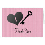 Pink Heart Lock and Key Thank You Card