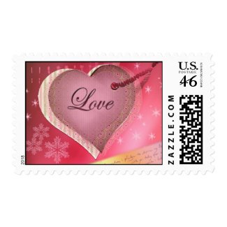 Pink heart love letter stamp