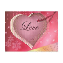 Pink heart love letter postcards by aslentz Pink heart love letter postcards