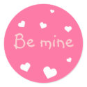 Pink heart love Valentine's day custom party favor sticker
