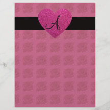Pink heart monogram roses flyers