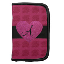 Pink heart monogram roses folio planners