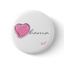 Pink Heart Obama Button