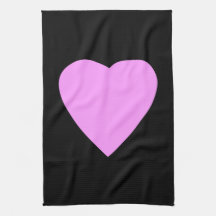 Pink Heart on Black. Kitchen Towels