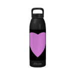 Pink Heart on Black. Reusable Water Bottles