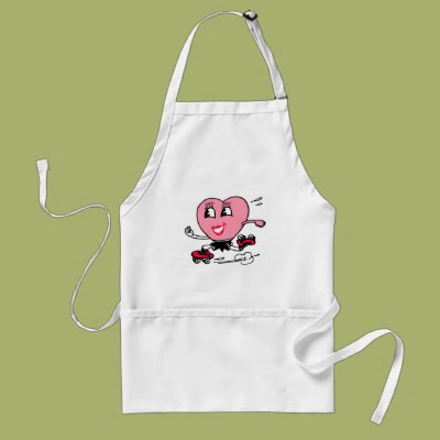 Pink Heart on Roller Skates Aprons Zazzle_apron Pink Heart on Roller Skates Aprons Zazzle_apron