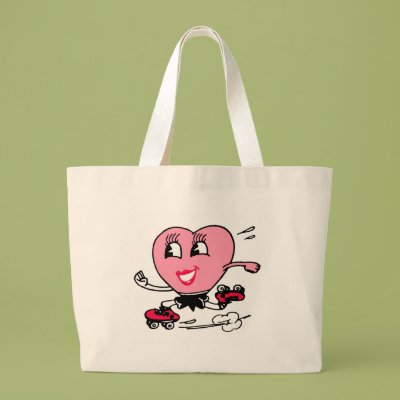 Pink Heart on Roller Skates Tote Bag Zazzle_bag