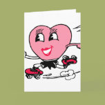 Pink Heart on Roller Skates Cards