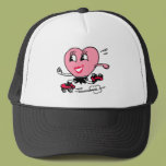 Pink Heart on Roller Skates Mesh Hats