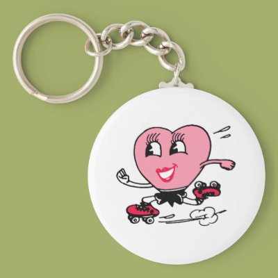 Pink Heart on Roller Skates Key Chain Zazzle_keychain Pink Heart on Roller Skates Key Chain Zazzle_keychain