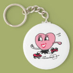 Pink Heart on Roller Skates Key Chain
