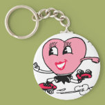 Pink Heart on Roller Skates Key Chains