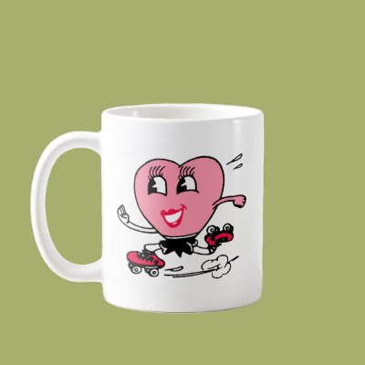 Pink Heart on Roller Skates Coffee Mugs Zazzle_mug