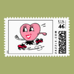 Pink Heart on Roller Skates Stamps