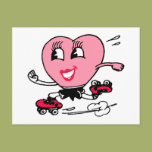 Pink Heart on Roller Skates Postcards