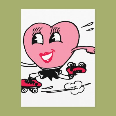 Pink Heart on Roller Skates Postcards Zazzle_postcard Pink Heart on Roller Skates Postcards Zazzle_postcard
