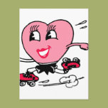 Pink Heart on Roller Skates Postcards
