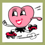 Pink Heart on Roller Skates Poster