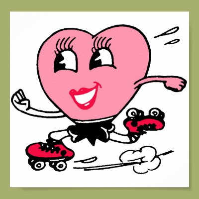 Pink Heart on Roller Skates Poster Zazzle_print