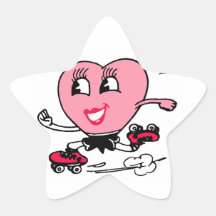 Pink Heart on Roller Skates Sticker