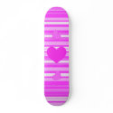 Pink Heart on Stripes Skateboard