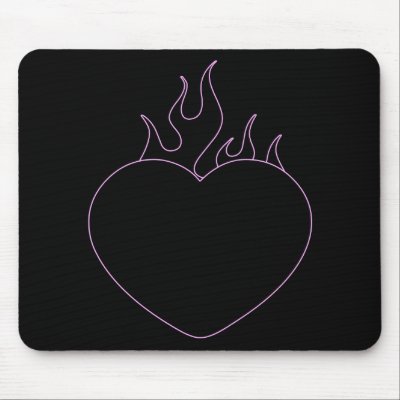 Pink heart outline mouse mats by megnomad. Love your work with this clean design of a flaming heart