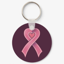 Pink Heart Ribbon keychains