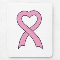 Pink Heart Ribbon Mousepad