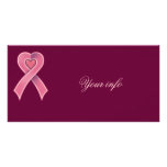 Pink Heart Ribbon Photo Card