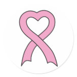 Pink Heart Ribbon Sticker