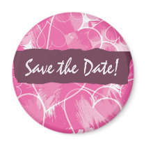 Pink heart save the date magnet magnets