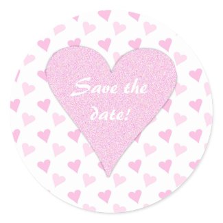 Pink Heart Save The Date Stickers sticker