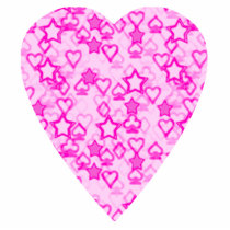 Pink Heart & Stars. Pin, Keychain or ornament. photo sculptures by PsyborgAli Pink Heart & Stars. Pin, Keychain or ornament. photo sculptures