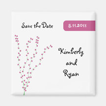 Pink Heart Tree Save the Date Magnet