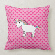 Pink heart unicorn pillow throwpillow