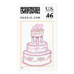 Pink Heart Wedding Cake Postage Stamps Postage Stamp