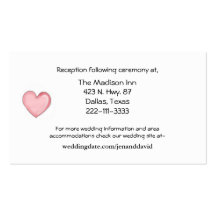 Pink Heart Wedding Enclosure Cards Business Card Template