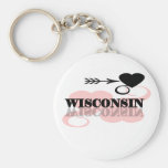 Pink Heart Wisconsin Key Chains