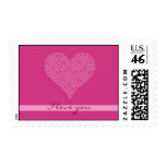 Pink Heart with flowers Postage