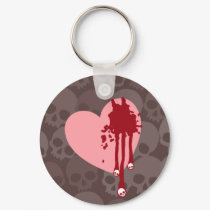 Pink Heart with Skull Drips keychains by opheliasart Pink Heart with Skull Drips keychains