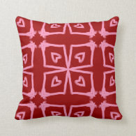       Pink Hearts Abstract Pattern On Red Throw Pillow    