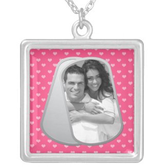 Pink Hearts and Customizable Photo Dog Tags necklace