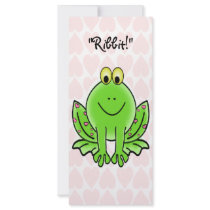 Pink Hearts and Frog Childrens Valentines Cards rack cards