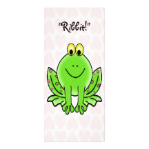 Pink Hearts and Frog Childrens Valentines Cards Rack Cards
