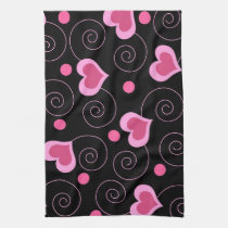 Pink hearts and spirals american mojo kitchen towels