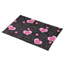 Pink hearts and spirals american mojo placemats