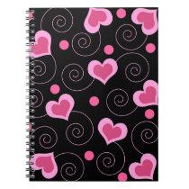 Pink hearts and spirals notebooks