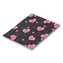 Pink hearts and spirals notepads