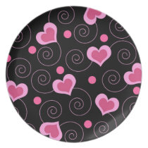 Pink hearts and spirals plates